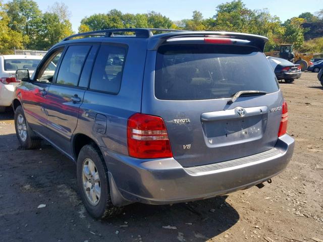 JTEGF21A630093669 - 2003 TOYOTA HIGHLANDER BLUE photo 3