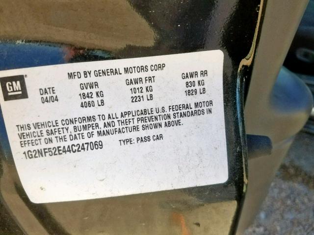 1G2NF52E44C247069 - 2004 PONTIAC GRAND AM S BLACK photo 10