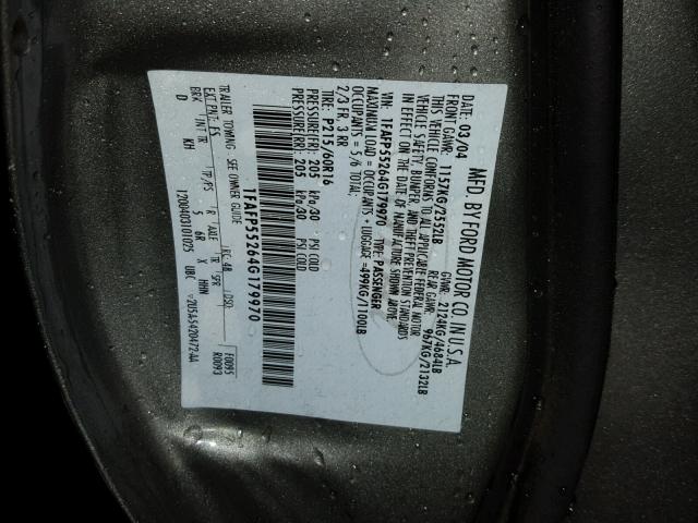 1FAFP55264G179970 - 2004 FORD TAURUS SES GRAY photo 10