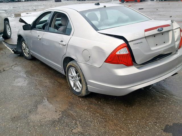 3FAHP0GAXAR426007 - 2010 FORD FUSION S SILVER photo 3