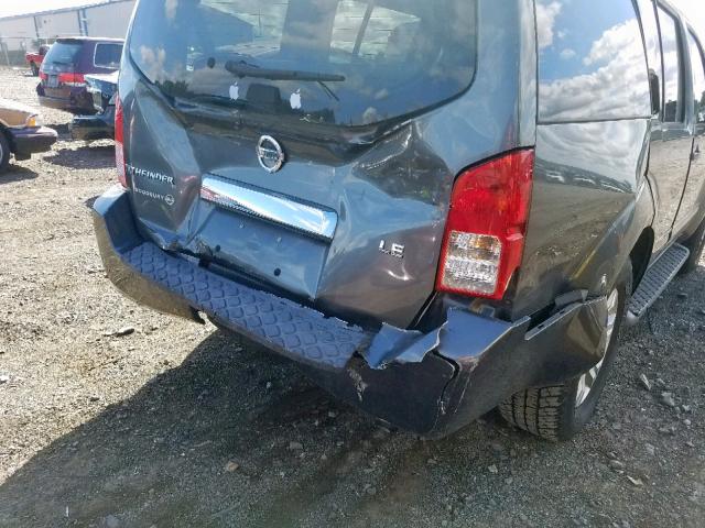 5N1AR18W36C605805 - 2006 NISSAN PATHFINDER GRAY photo 9