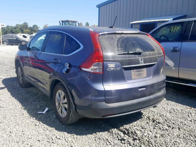 2HKRM3H76DH520307 - 2013 HONDA CR-V EXL BLUE photo 3