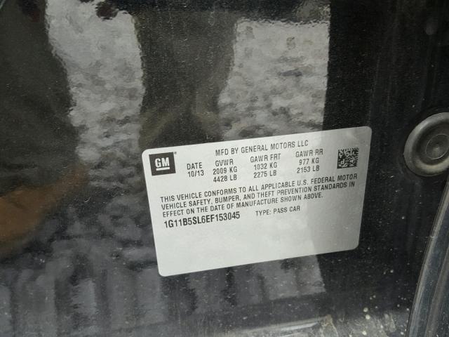 1G11B5SL6EF153045 - 2014 CHEVROLET MALIBU LS Սև լուսանկար 10