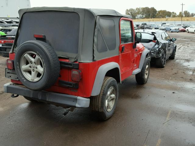 1J4FA39S85P313089 - 2005 JEEP WRANGLER X RED photo 4