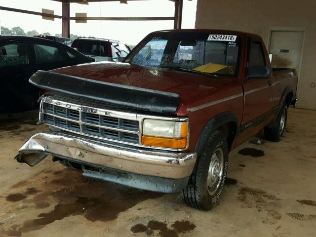 1B7FL26X5PS186070 - 1993 DODGE DAKOTA MAROON photo 2