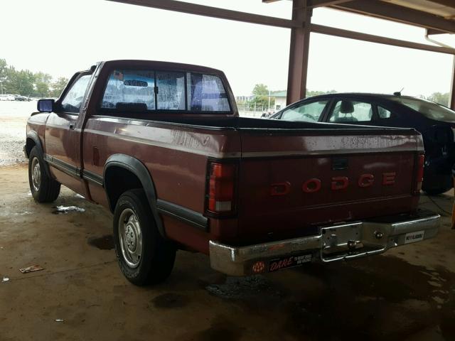 1B7FL26X5PS186070 - 1993 DODGE DAKOTA MAROON photo 3