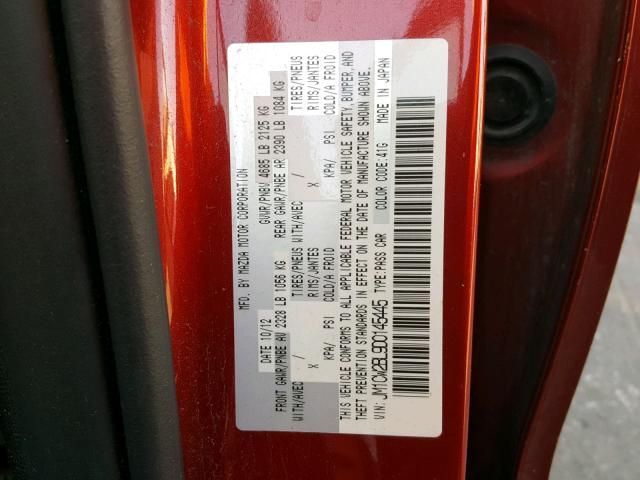 JM1CW2BL9D0145445 - 2013 MAZDA 5 RED photo 10