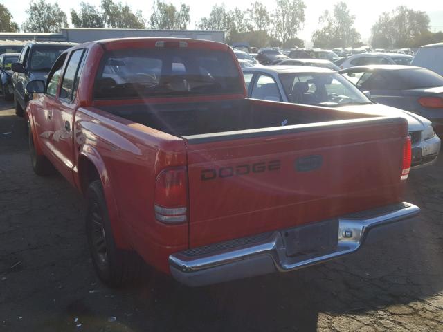 1B7HL48N92S519041 - 2002 DODGE DAKOTA QUA RED photo 3