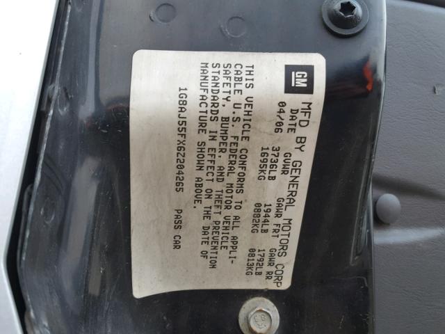 1G8AJ55FX6Z204265 - 2006 SATURN ION LEVEL 银色 照片 10