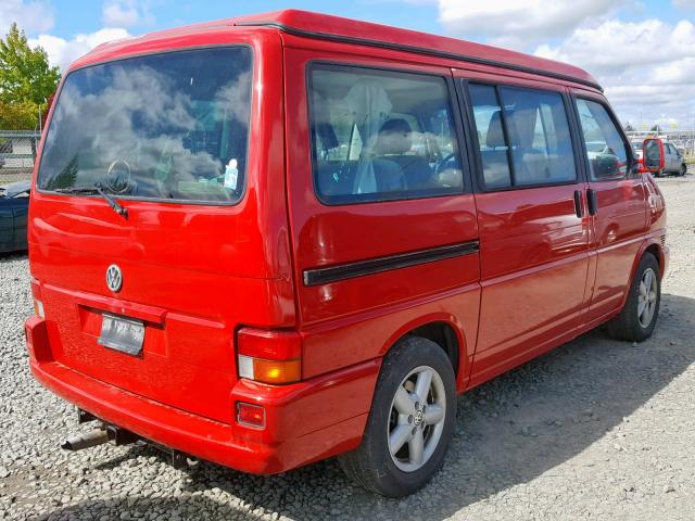 WV2NB47082H044024 - 2002 VOLKSWAGEN EUROVAN MV RED photo 4