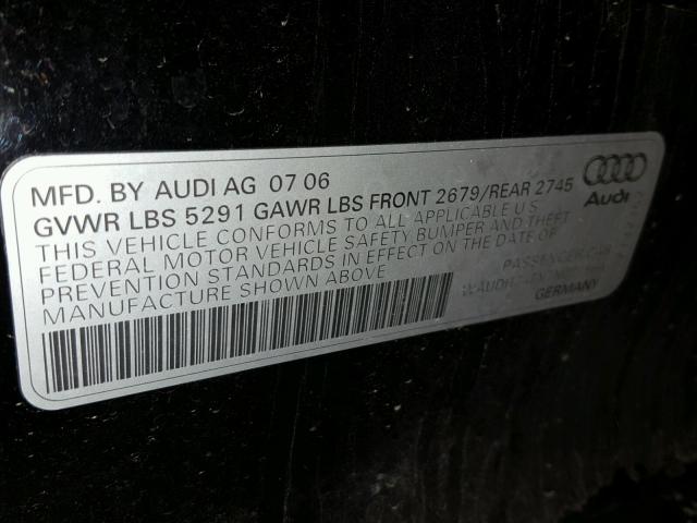 WAUDH74FX7N021966 - 2007 AUDI A6 3.2 QUA BLACK photo 10