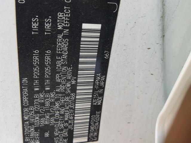 JTLZE4FE1FJ077468 - 2015 TOYOTA SCION XB Biały zdjęcie 10