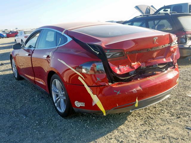 5YJSA1CN5DFP26401 - 2013 TESLA MODEL S RED photo 3