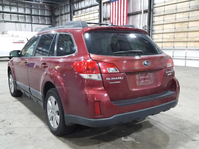 4S4BRBKC6B3320244 - 2011 SUBARU OUTBACK 2. BURGUNDY photo 3