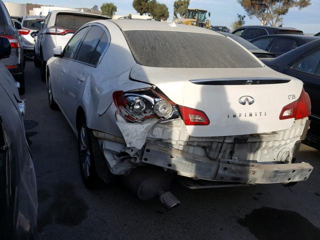 JN1DV6AP9BM603657 - 2011 INFINITI G25 BASE WHITE photo 3