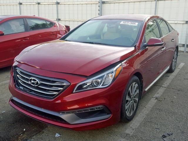 5NPE34AF3FH028006 - 2015 HYUNDAI SONATA SPO RED photo 2