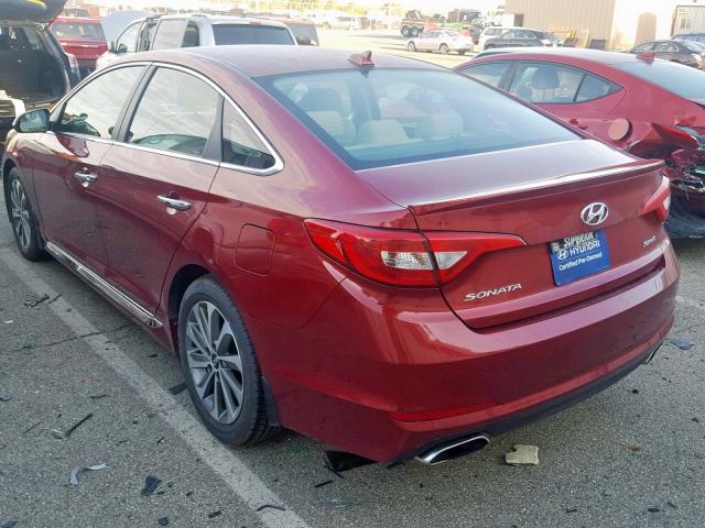 5NPE34AF3FH028006 - 2015 HYUNDAI SONATA SPO RED photo 3