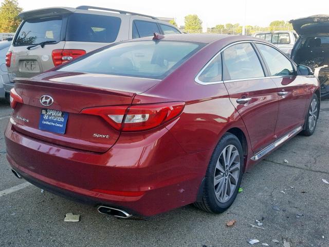 5NPE34AF3FH028006 - 2015 HYUNDAI SONATA SPO RED photo 4