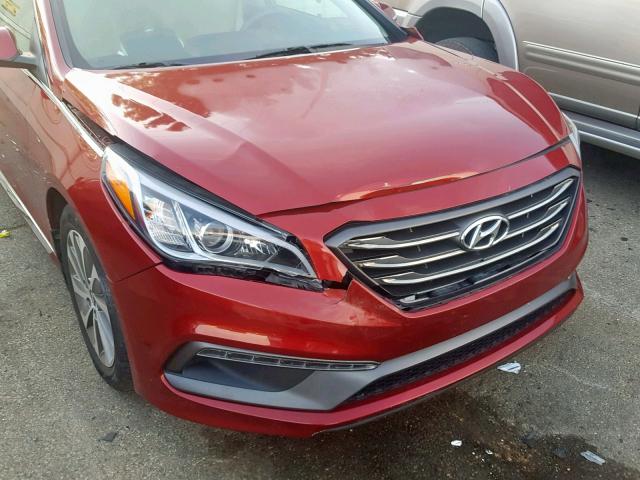 5NPE34AF3FH028006 - 2015 HYUNDAI SONATA SPO RED photo 9