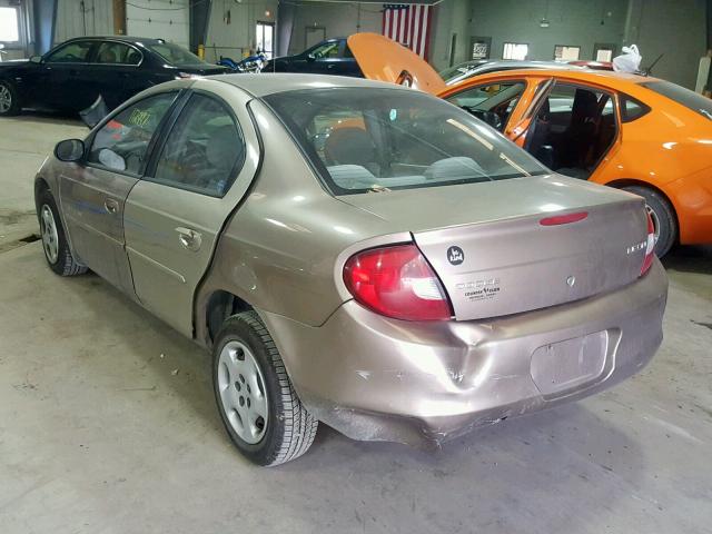 1B3ES46C71D246399 - 2001 DODGE NEON SE BEIGE photo 3