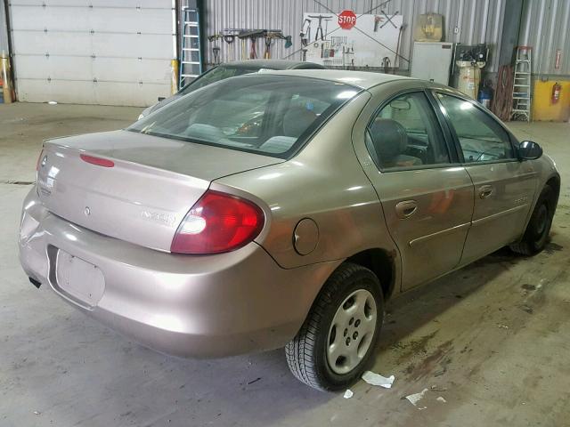 1B3ES46C71D246399 - 2001 DODGE NEON SE BEIGE photo 4