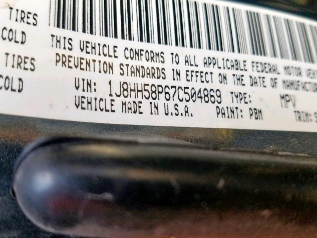 1J8HH58P67C504869 - 2007 JEEP COMMANDER BLUE photo 10