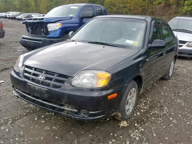 KMHCG45C23U476696 - 2003 HYUNDAI ACCENT GL BLACK photo 2