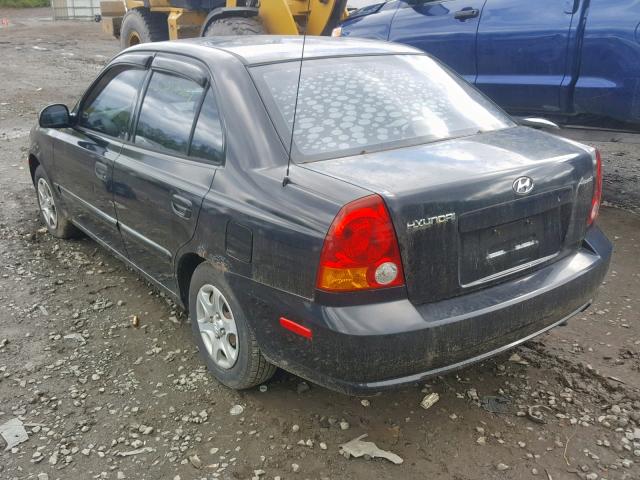 KMHCG45C23U476696 - 2003 HYUNDAI ACCENT GL BLACK photo 3