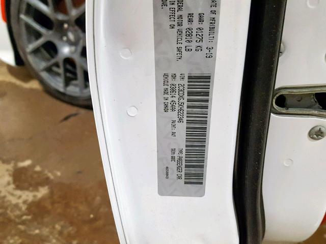 2C3CDXGJ5KH622346 - 2019 DODGE CHARGER SC WHITE photo 10