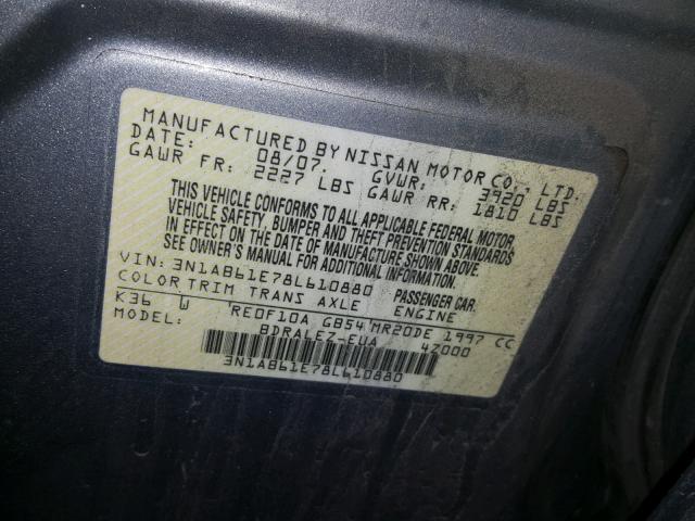 3N1AB61E78L610880 - 2008 NISSAN SENTRA 2.0 GRAY photo 10