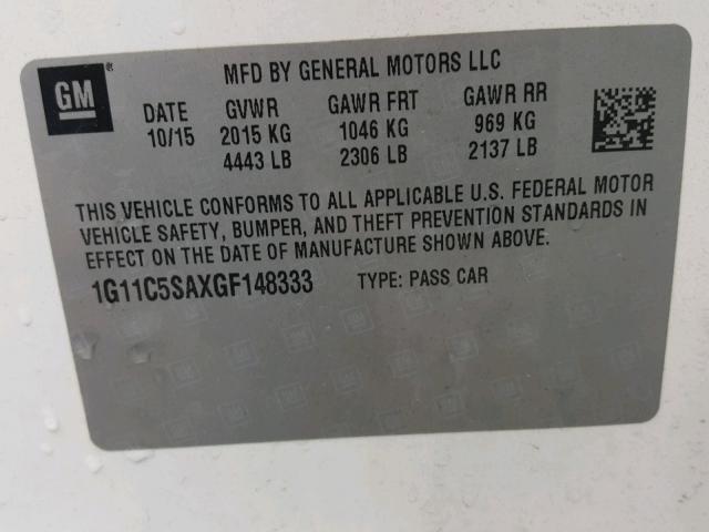 1G11C5SAXGF148333 - 2016 CHEVROLET MALIBU LIM 白色 照片 10