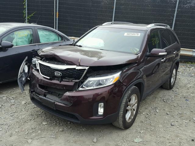 5XYKT4A65EG428335 - 2014 KIA SORENTO LX MAROON photo 2