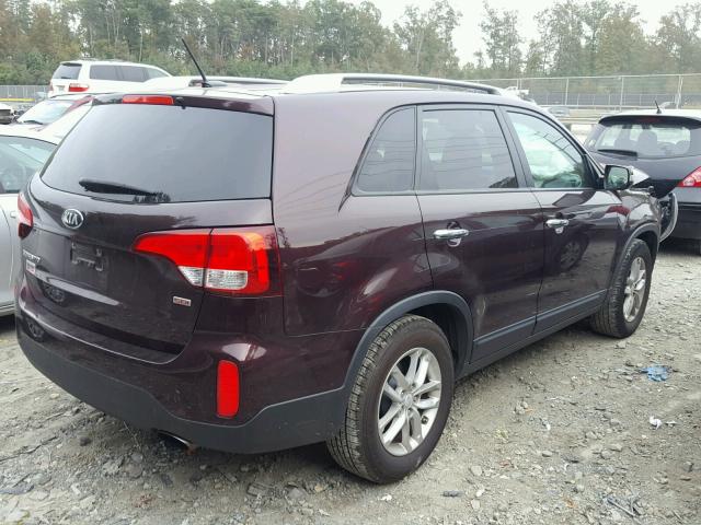 5XYKT4A65EG428335 - 2014 KIA SORENTO LX MAROON photo 4