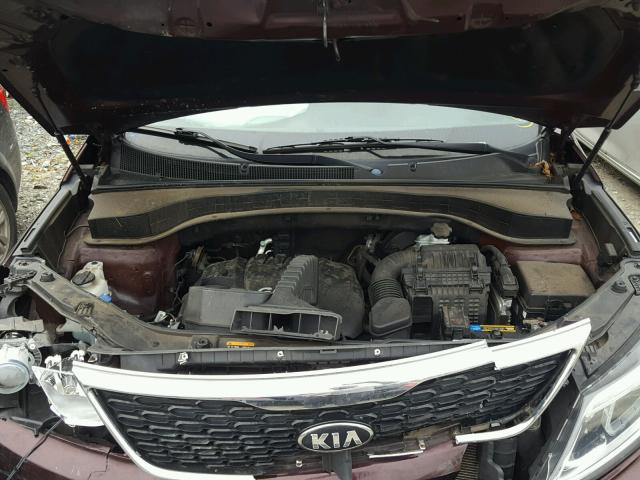 5XYKT4A65EG428335 - 2014 KIA SORENTO LX MAROON photo 7