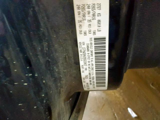 1D7HW58N28S633037 - 2008 DODGE DAKOTA QUA BLACK photo 10