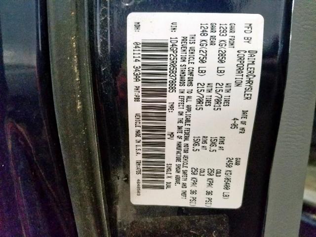 1D4GP25R05B378685 - 2005 DODGE CARAVAN SE BLUE photo 10