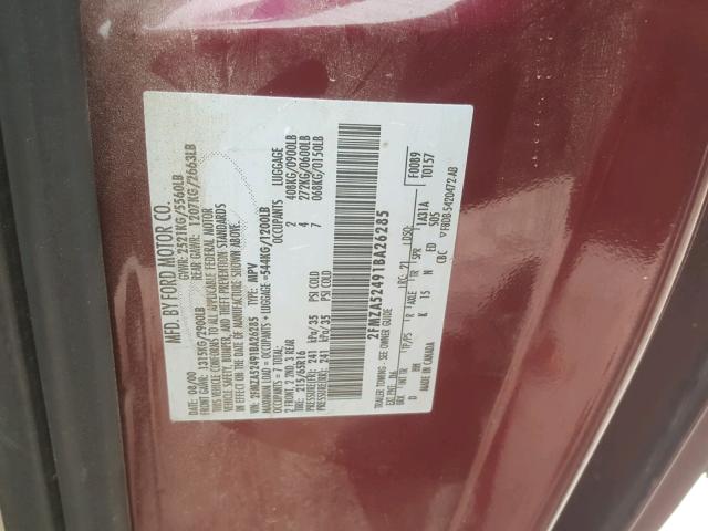 2FMZA52491BA26285 - 2001 FORD WINDSTAR S BURGUNDY photo 10