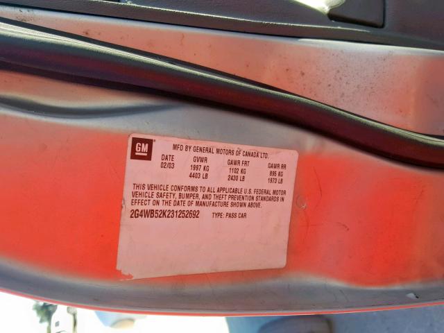 2G4WB52K231252692 - 2003 BUICK REGAL LS GRAY photo 10