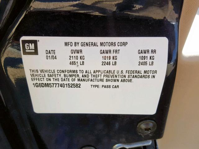 1G6DM577740152582 - 2004 CADILLAC CTS BLUE photo 10