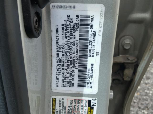 2T1KR32EX4C255307 - 2004 TOYOTA COROLLA MA SILVER photo 10