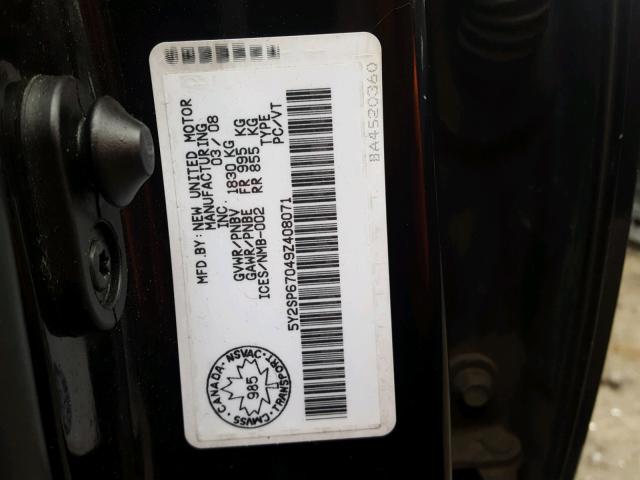 5Y2SP67049Z408071 - 2009 PONTIAC VIBE BLACK photo 10