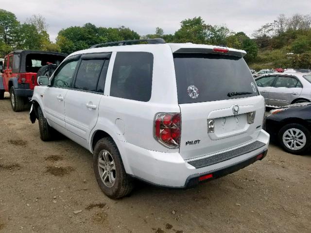 2HKYF18647H538553 - 2007 HONDA PILOT EXL WHITE photo 3