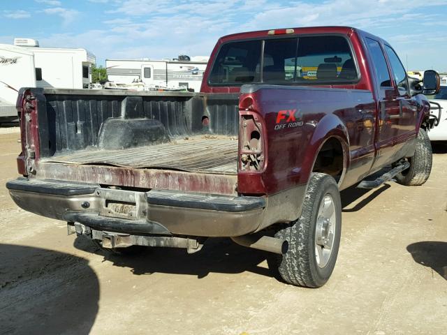 1FTWW31P75EA89940 - 2005 FORD F350 SRW S MAROON photo 4