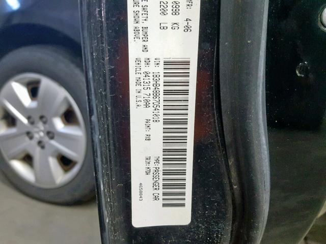 1B3HB48B67D541018 - 2007 DODGE CALIBER SX BLACK photo 10