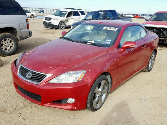 JTHFE2C28A2501078 - 2010 LEXUS IS 350 RED photo 2