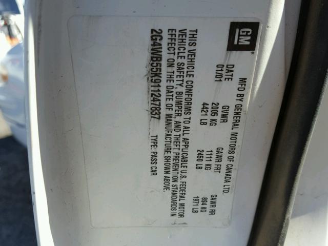 2G4WB55K911247837 - 2001 BUICK REGAL LS 白色 照片 10