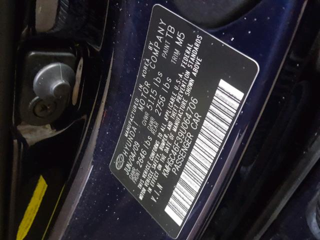 KMHGC46F39U064706 - 2009 HYUNDAI GENESIS 4. BLUE photo 10