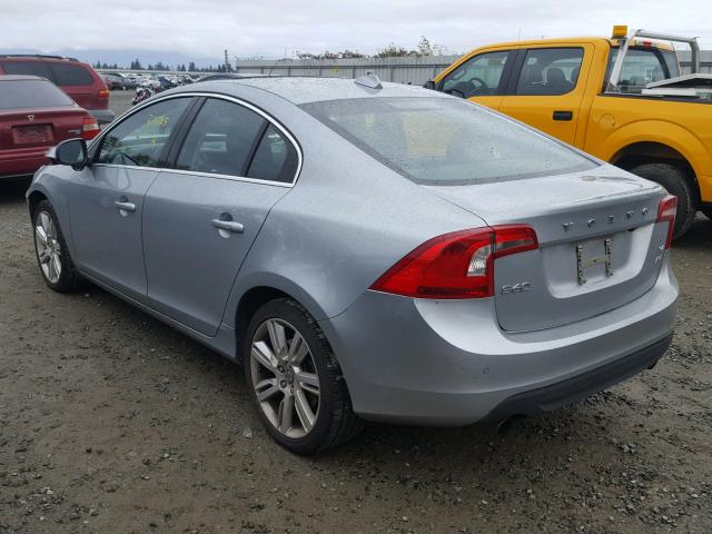 YV1902FH0D2202485 - 2013 VOLVO S60 T6 SILVER photo 3