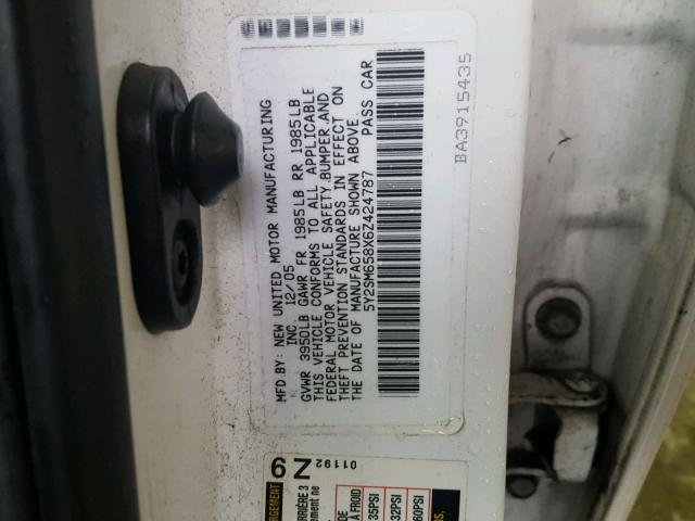 5Y2SM658X6Z424787 - 2006 PONTIAC VIBE WHITE photo 10