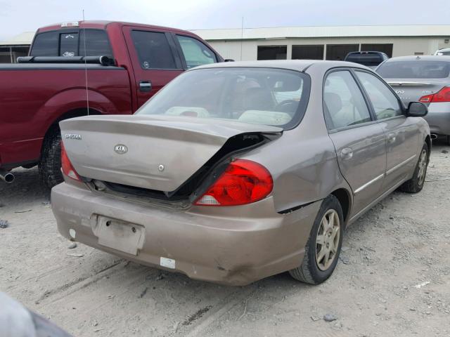 KNAFB121925154404 - 2002 KIA SPECTRA BA TAN photo 4